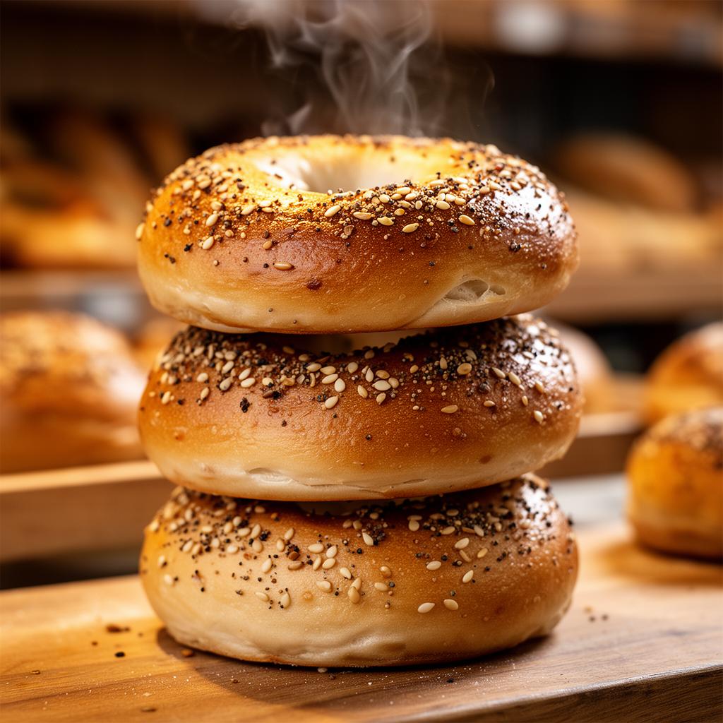 Stack of fresh bagels