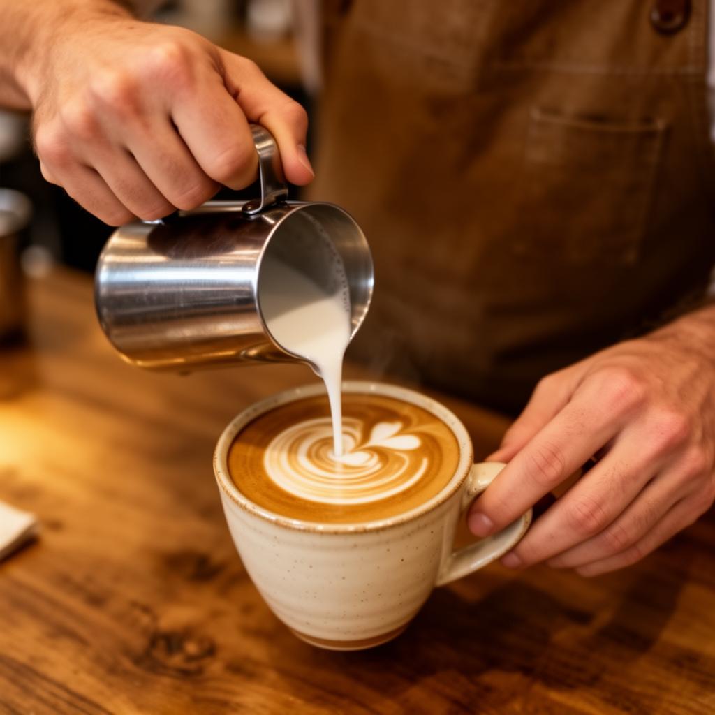 Latte being poured